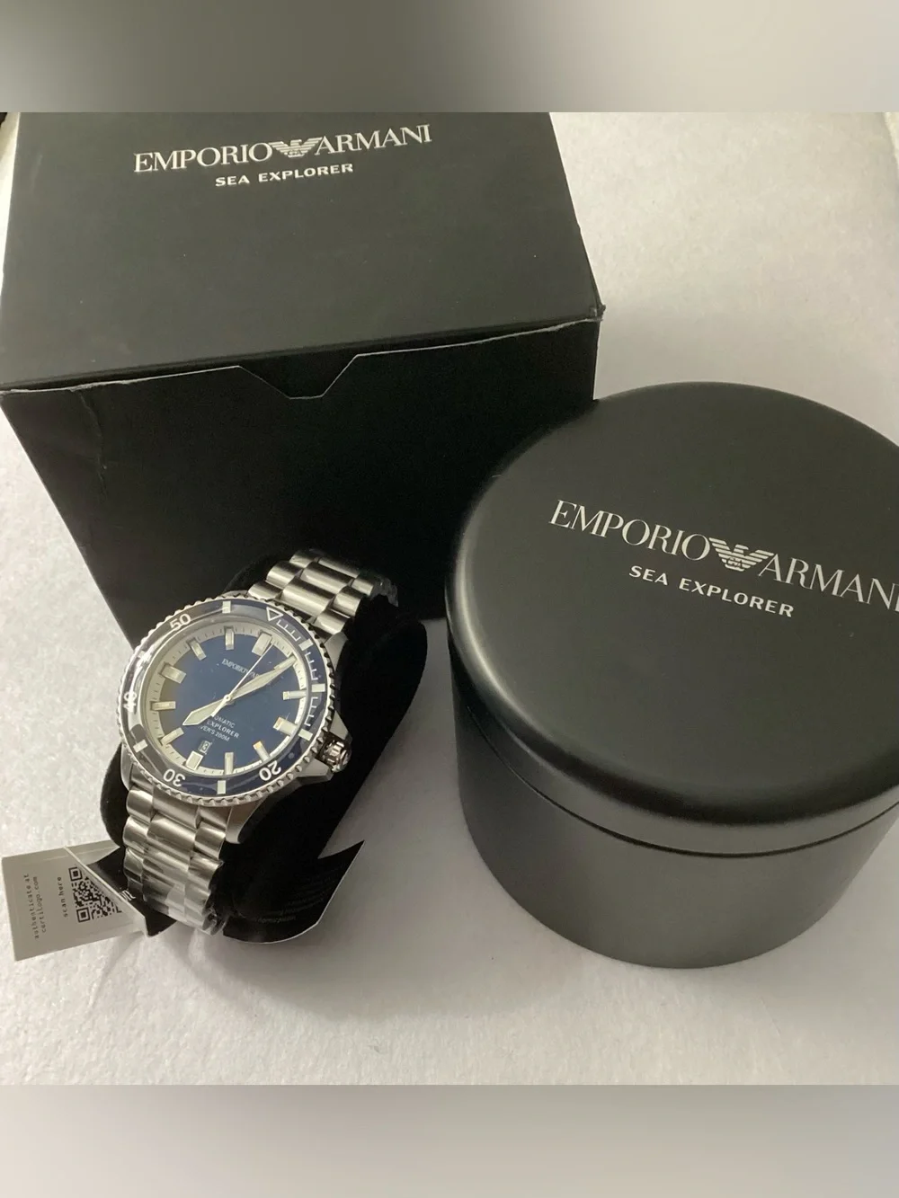 Emporio Armani Sea Explorer Blue Dial Silver Steel Strap Watch 42mm AR60079